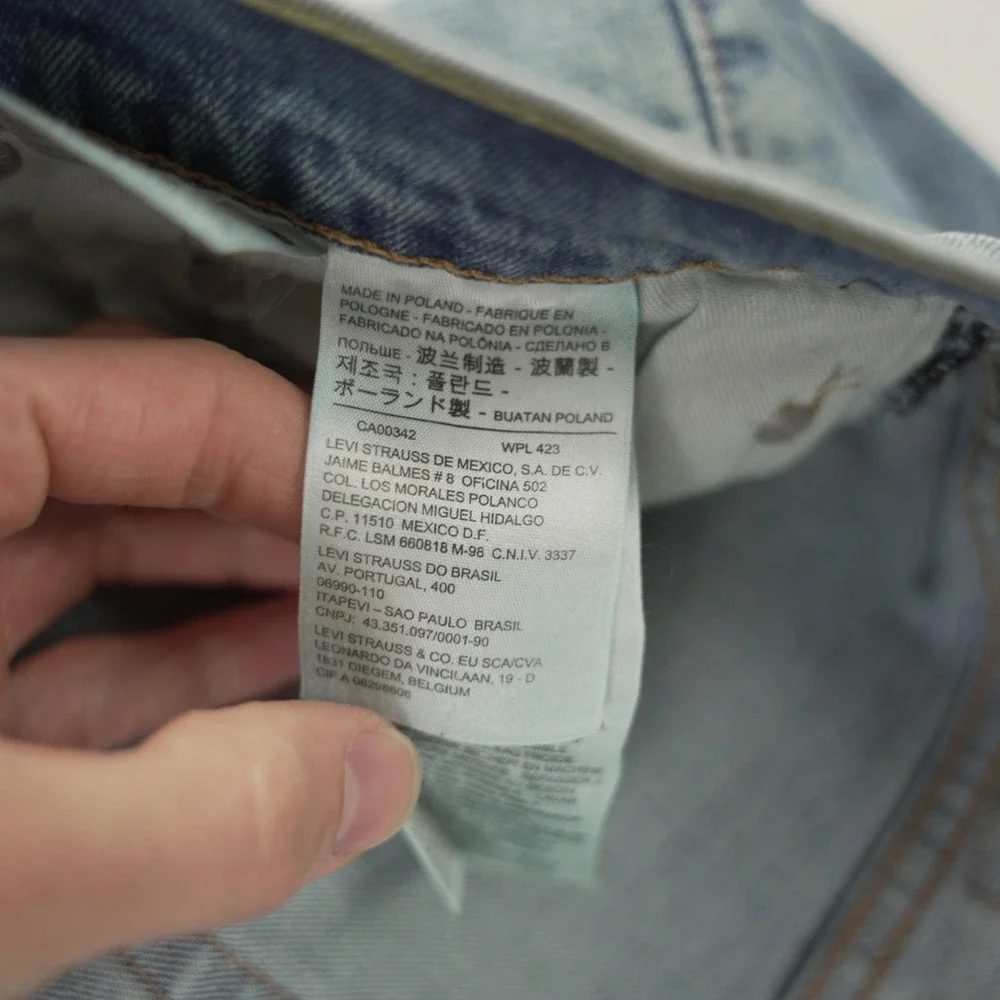 Levis 505 Regular Fit Light Wash Blue Denim Jeans Mens 42x32 Straight Leg